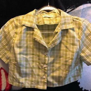 Romwe green plaid top
